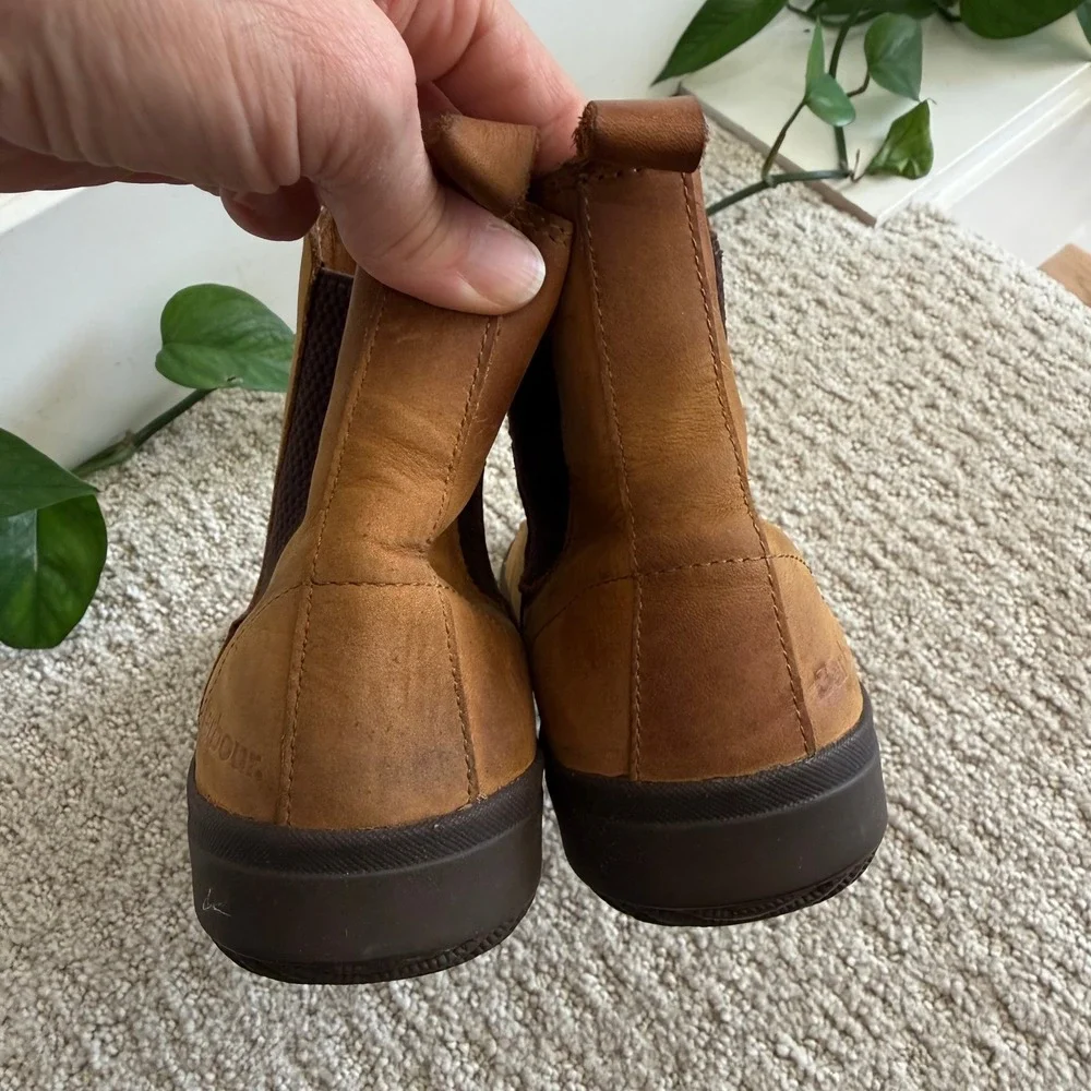 BARBOUR Tan NUBUCK Leather Chelsea Duck Boots Women 8‎ PULL ON LUXURY